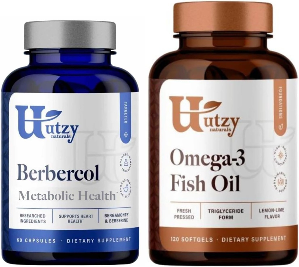 Utzy Naturals Lipid Support Bundle | Berbecol 500 mg & Omega 3 Fish Oil