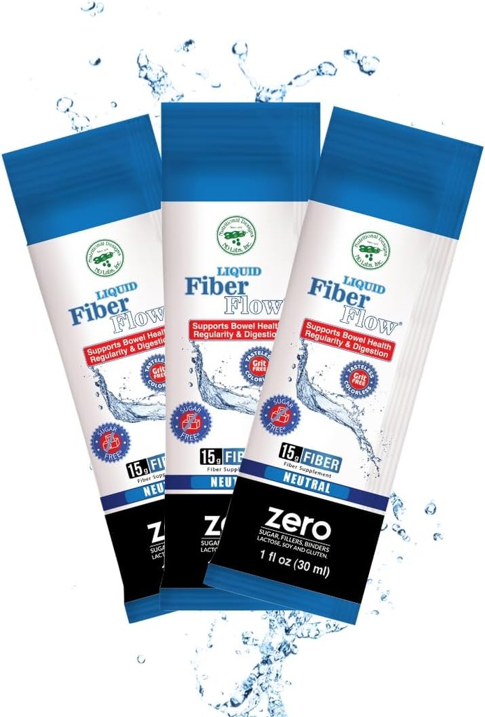 Conceptions nutritionnelles Flux de fibre liquide Supplément de fibre d'inuline prébiotique sans sucre, toute boisson naturelle de régularisation Bowel pour équilibre intestinal sain, 100 paquets