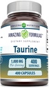 Formules étonnantes Taurine 1000mg Capsules Amino Acid Supplement (Acide Amino) Non-GMO (Gluten Free) Fabriqué aux États-Unis (400 Nombre)