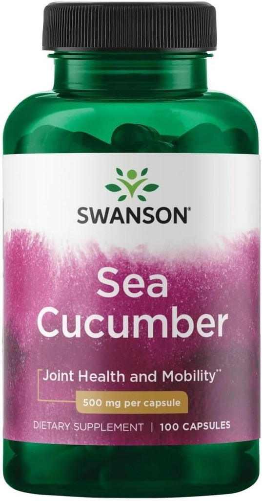 Swanson Sea Cucumber - Supplément naturel Promouvoir le soutien conjoint en matière de santé et de mobilité - Soutient la protection du cartilage et la santé des tissus conjonctifs - (100 capsules, 500mg chacune)