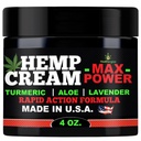 Crème de chanvre-Natural Premium Qualité Hemp Oil-Instant Results-Premium Turemric-Fabriqué aux États-Unis-Lavande, Aloe, Skin sec-4 Ounce