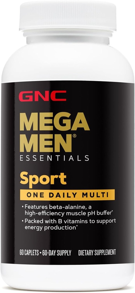 GNC Mega Men Essentials Sport Un jour Multivitamine , Production d'énergie et support de performance , 60 Compte
