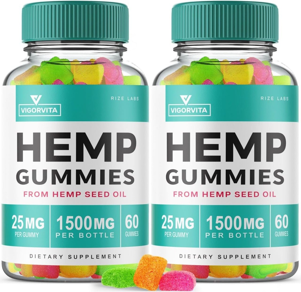rize labs (Pack de 2 VigorVita Gummies, formule de force maximale, Gummy extra avancée, Gummies de mélange Premium Avis pour le bon bien-être, Gomitas (120 Gummies)