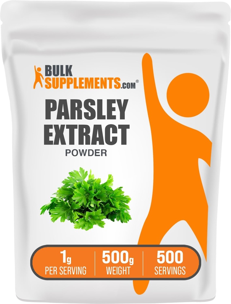 BulkSupplements.com Poudre d'extrait de persil - Supplément de persil, source antioxydante, supplément à base de plantes - sans gluten, 1g par portion, 500g (1,1 lb) (paquet de 1)