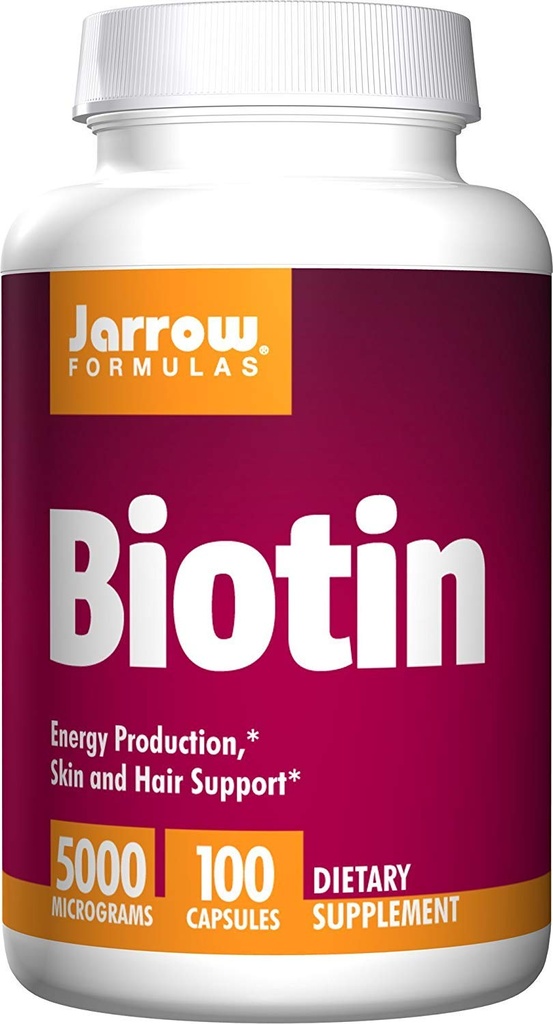 Formules de Jarrow Biotin 5000 mcg - 100 Veggie Caps, Pack de 2 - Soutient la croissance de la peau et des cheveux, le métabolisme lipidique et la production d'énergie (ATP) - 200 portions totales