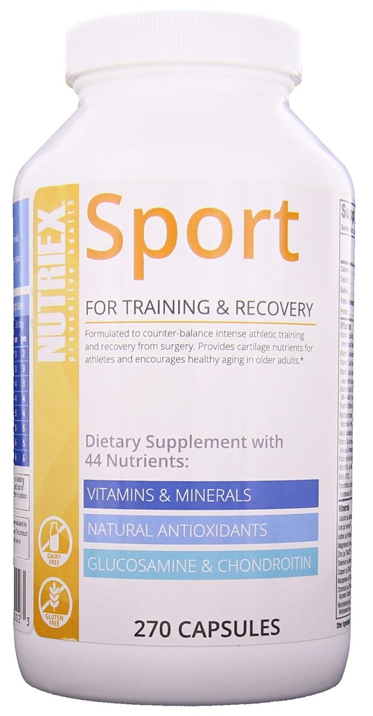 Nutriex Sport Comprehensive Multivitamine Supplément avec Glucosamine et Chondroïtine 270 Capsules
