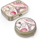 Pill Case Pill Box with Mirror Retro Small Pill Case for Purse or Pocket Bronze Pill Box or Vitamines, Huile de poisson, Suppléments, Pill Containe Travel Gifts(2PCS)