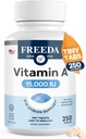 Freeda Vitamine A 15,000 UI – Retinyl Palmitate – Vegan, Kosher, Pas de poisson – Eye, Vision, Immune & Skin Support – Petits comprimés faciles à avaler – Supplément VIT A Vitamine A – 250 comprimés