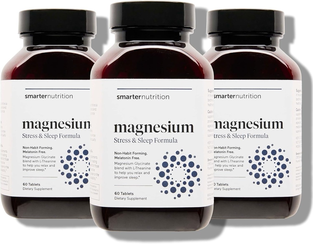 Complexe Magnésium pour une nutrition plus intelligente - Glycinat de magnésium chélaté + Citrate, Malate pour le sommeil, la relaxation, les muscles et les nerfs + Comprimé L-Theanine prouvé cliniquement, non-OGM-180[90 jours]