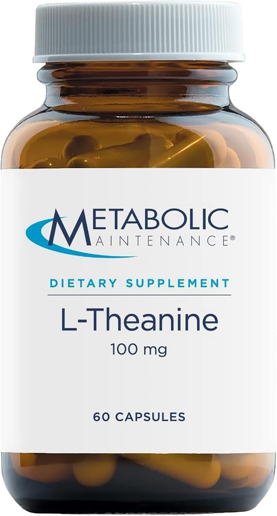Maintenance métabolique 100mg L-Theanine Supplément pour soutenir la santé Focus & Relaxation - L-Theanine Suntheanine Amino Acid pour soutenir la réponse au stress (60 Capsules)
