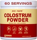 ECO-TASTE Poudre de colostrum de 20% IgG Concentré Pure Bovine Colostrum Superfood, Sans additif, Sans gluten, Sans saveur, 60 portions