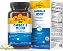 Country Life Omega 3 Mood – 2000mg Huile de poisson avec EPA & DHA – Cerveau, coeur et soutien de l'humeur – Lemon Aromatisé, Pas d'arrière-goût de poisson – certifié sans gluten, non-OGM – 90 Softgels