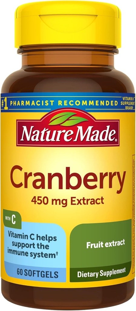 Canneberge de la nature avec vitamine C, supplément alimentaire pour le soutien immunitaire et antioxydant, 60 Softgels, 30 jours d'approvisionnement