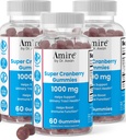 Amire par le Dr Awan Super Cranberry Gummies, aide à soutenir la santé du trac urinaire, aide à booster la fonction immunitaire, sans la gélatine Cranberry Chews pour les hommes et les femmes, 180ct, 90-jour d'approvisionnement