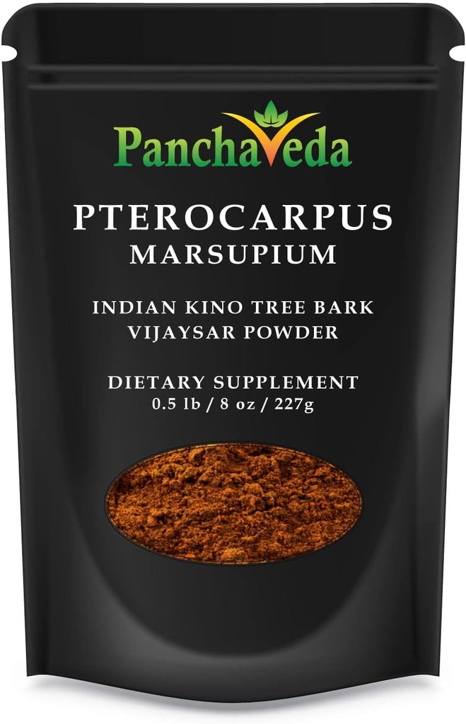 Poudre de Marsupium d'Ayurveda Pterocarpus (227g / 8 oz) Poudre de Vijaysar, Bijasar Churna, Kino Tree Sauvage, sans gluten, sans lactose, sans OGM, supplément alimentaire à base de plantes pures.