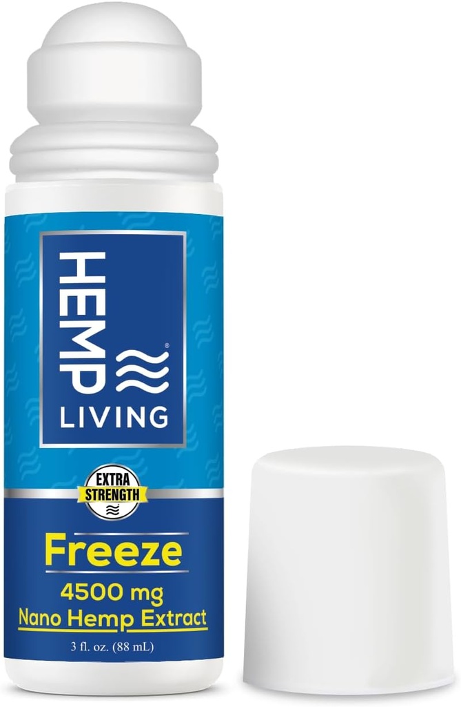 Freeze Nano Hemp Extract, Pain-Relieving Roll On, Cold Therapy, Roll On for Muscles and Joint Pain, 3 oz Roll on Bottle (4500 mg)