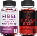 Atlantis Nutrition Gommies de fibres prébiotiques sans sucre pour adultes 60 Gommies + Booster de testostérone 2-pack (120 Gommies)