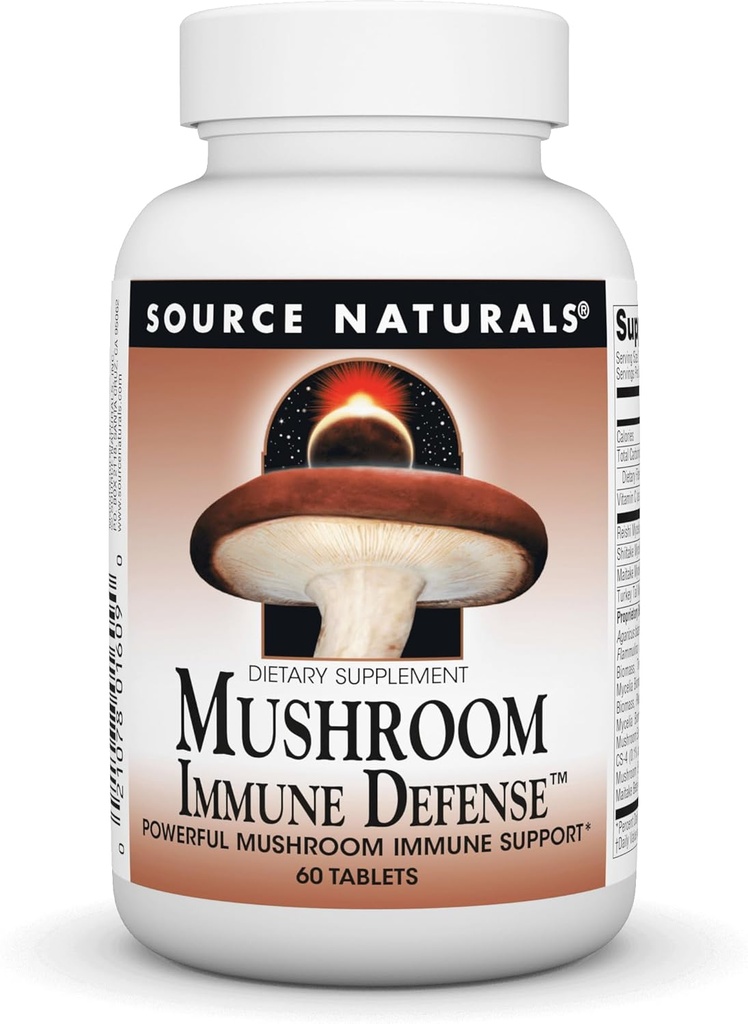 Source Naturals Mushroom Immune Defense, Puissant Mushroom Immune Support*, 16 Complexe de mélange - 60 Comprimés