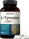 Supplément à la tyrosine, 1 500mg par portion, 240 capsules – Acides aminés essentiels – Soutien de la santé cérébrale pour la mémoire, la santé cognitive et l'alerte mentale – non-OGM