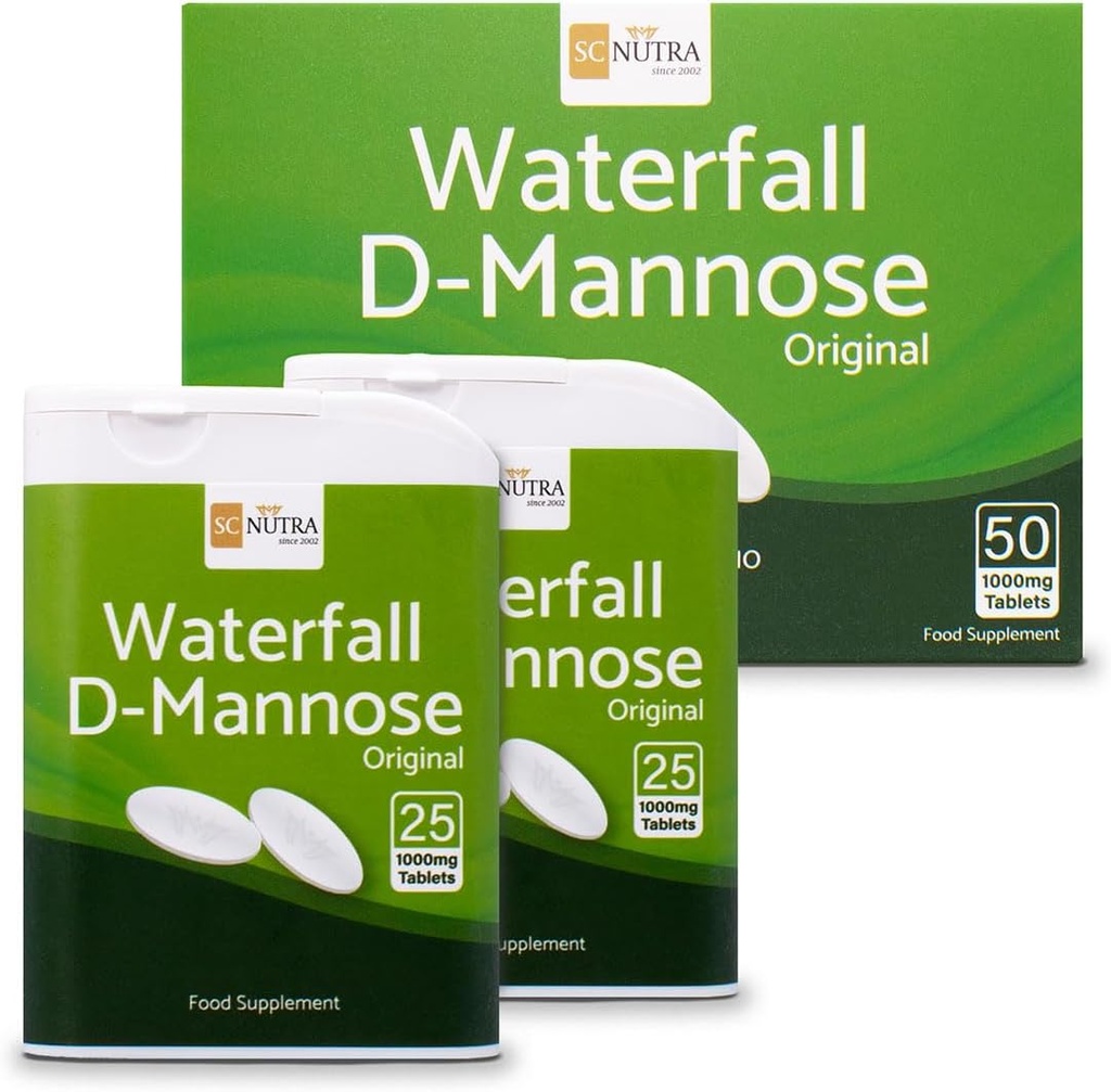 Comprimés D-Mannose 1000mg - Chute d'eau D-Mannose d'origine Naturellement du bouleau - 50 comprimés - SC Nutra (Cures sucrées)