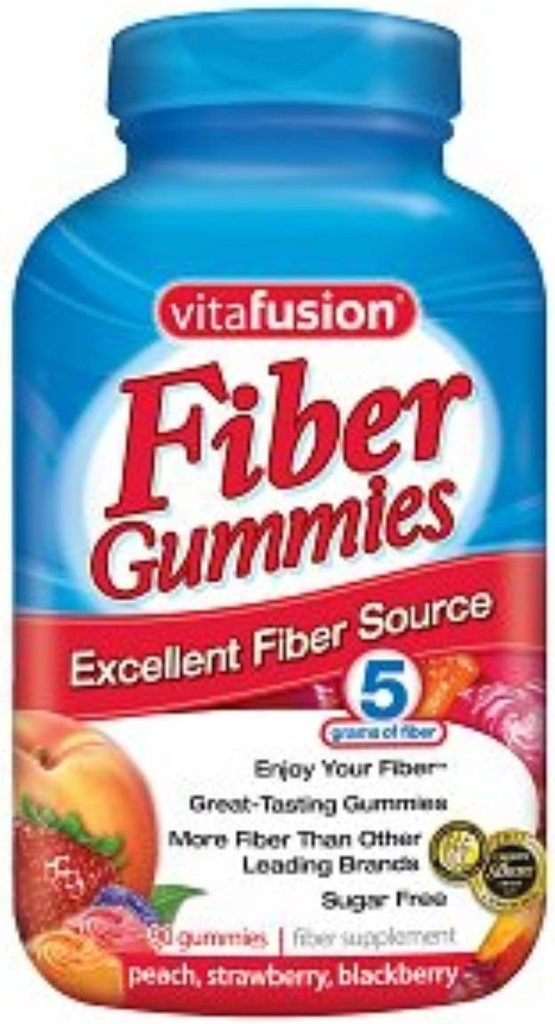Vitafusion Fibre Gummies Supplément de fibre Peach, Fraise et Blackberry saveurs 90 Chacun (paquet de 2)