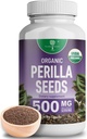 Extrait de graines de Perilla biologique avec 9% d'acide rosmarinique - Certifié USDA - Allergie Relief, Respiratoire et Immunity Booster- Th2 Cytokines, Lutéolin naturellement apparent - 500mg 90 capsules