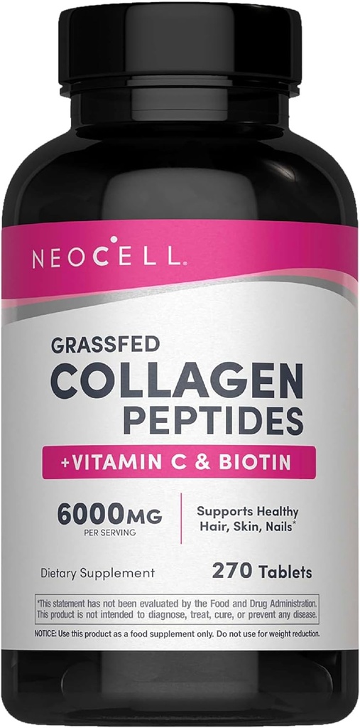 NeoCell Super Collagène avec vitamine C et biotine, supplément de peau, cheveux et ongles, y compris les antioxydants, comprimé, 270 Compte, 1 bouteille