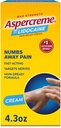 Aspercreme Lidocaine Crème de soulagement de la douleur Soignes Aggravées Nerves, Numbing Sujet Analgésique avec Max-Strength 4% Lidocaine & Aloe hydratante, 4.3 Oz.