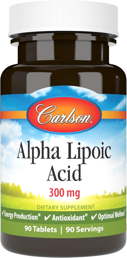 Carlson - acide alpha lipoïque, 300 mg, favorise la production d'énergie, 90 comprimés