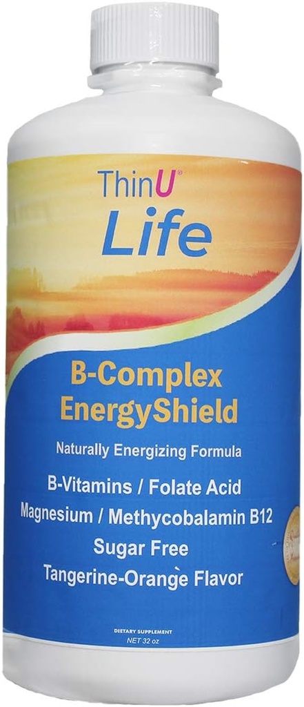 EnergyShield Complexe liquide B-Vitamine, 32 oz, Toutes B Les vitamines dont vous avez besoin, Anti-Stress, Immuneté, Système immunitaire, Énergie, Folate, Niacine, Soutien du sang