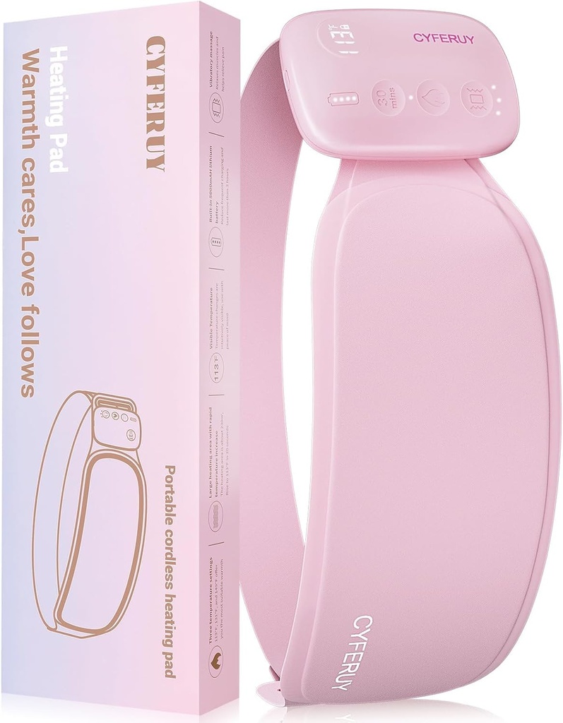 Plaque de chauffage portable pour les crampes d'époque, plaque de chauffage menstruelle avec contrôleur magnétique 5000mAh, 3 niveaux de chaleur et 3 modes de massage pour les crampes d'époque, cadeau de Noël pour les femmes