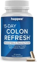 Happee Colon Cleanser & Detox for Weight Loss Support - 15 jours Colon Cleanse Pills & Gut Support Probiotiques Hommes Femmes - Fast Natural Laxatives Constipation Relief