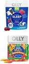 OLLY Les enfants dorment Gummy, Mélatonine, L Theanine, Camomile, 60 Comte et enfants Multivitamine Gummy Worms, Vitamines A C D E Bs Zinc, 70 Comte