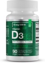 Éléments essentiels D3 Vitamines 5000 UI Softgels à l'huile d'olive pour le soutien osseux, musculaire et immunitaire