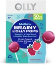 OLLY Mellow Buddies L’OLLY Pops, L-Theanine, Choline, Omega-3 ALA, Kids 4+ Dietary Supplement Lollipops, Supports a Calm Mood & Healthy Brain Function,* Vegan, Raspberry Flavored, 25 Count