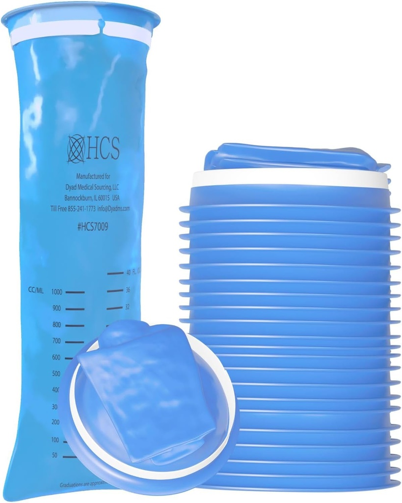 Sacs Emesis jetables HCS - Premium, Niveau hospitalier, Adultes et Enfants - Sacs à vomir jetables pour la voiture, le voyage, l'utilisation à domicile - Jetez, Barf, Puke - 24, Fort (40 fl oz)