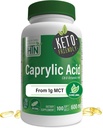 Santé Thru Nutrition Acide caprylique 600mg 100 Softgels ► C8 Acid octanoïque de l'huile de 1g de MCT pure sans OGM et sans soya, soutenir la santé digestive et intestinale saine