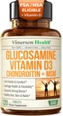 Glucosamine Chondroïtine avec vitamine D3 2000UI – Suppléments articulaires éligibles pour les hommes et les femmes – Santé articulaire, ongles cutanés, santé osseuse et confort avec MSM, Vit D, Bromelain & Boswellia – 120 onglets