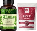 Organic Moringa Capsules 120 Capsules 1000mg Hibiscus Powder 227g