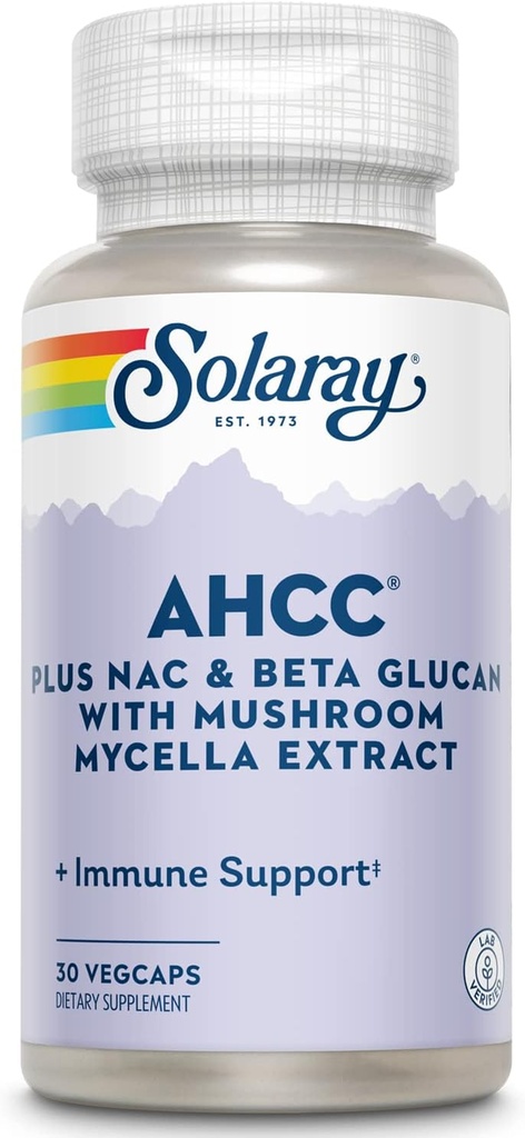 SOLARAY AHCC + NAC & Beta Glucan, Veg Cap (Btl-Plastique)
