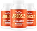 AREDS 2 Vitamines oculaires sans sucre - Alternative aux gommes à lutéine pour les yeux - Lutéine pour la santé des yeux - Vitamines oculaires sans sucre premium - (comprimés à croquer) Boîte de 3