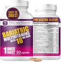 ProCare Health Multivitamine bariatrique avec fer 18mg (30 capsules faciles à avaler) - Vitamines bariatriques post-op pour les pilules de dérivation gastrique - Doit avoir pour les patients à manches (1 mois d'approvisionnement)