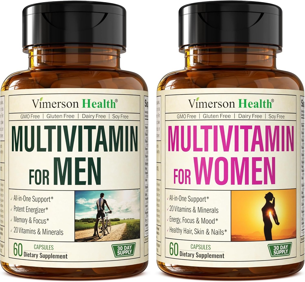 Multivitamine Multiminéral Supplément pour hommes + femmes 2 Boutons. Réponse immunitaire saine, articulations et os forts, santé oculaire, soutien du système digestif, propriétés antioxydantes