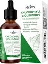 Gouttes liquides de chlorophylle Heivy, supplément de chlorophylle liquide, gouttes de chlorophylle pour désodorisant interne, peau radiante, détox, antioxydant, support immunitaire, sans gluten, aromatisant naturel - 2 FL OZ