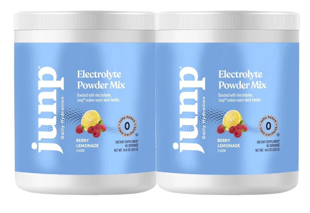 JUNP Electrolytes en poudre Pas de sucre Pas de glucides – Berry frais Lemonade Keto Drink Mix - Potassium et sel Electrolyte en poudre d'hydratation Zéro Calorie en poudre d'électrolyte sans sucre, 90 portions (paquet de 2)