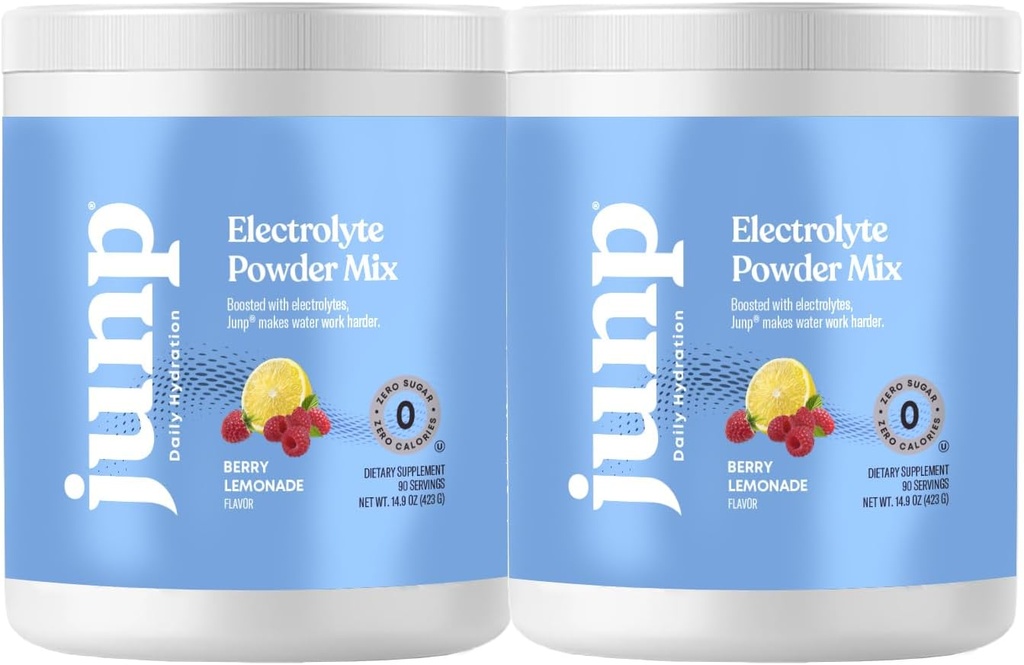 JUNP Electrolytes en poudre Pas de sucre Pas de glucides – Berry frais Lemonade Keto Drink Mix - Potassium et sel Electrolyte en poudre d'hydratation Zéro Calorie en poudre d'électrolyte sans sucre, 90 portions (paquet de 2)