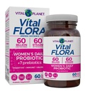 Planète Vitale - Vital Flora Womens Probiotics quotidien 60 milliards CFU, 60 souches diverses, 7 prébiotiques organiques, soutien vaginal et immunitaire, Bloating, probiotiques de santé digestive pour les femmes 60 capsules