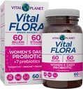 Vital Planet - Vital Flora Women’s Daily Probiotic 60 Billion CFU, 60 Diverse Strains, 7 Organic Prebiotics, Vaginal and Immune Support, Bloating, Digestive Health Probiotics for Women 60 Capsules