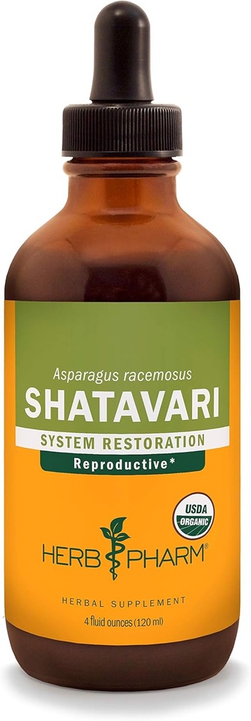 Extrait liquide Shatavari biologique certifié Herb Pharm pour le soutien du système reproducteur féminin - 4 Once