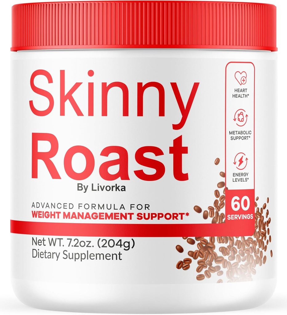 Skinny Roast - Skinny Roast Coffee Advanced Formula, Poudre Organique Officielle SkinnyRoast, Supplément Soutenir Mode de vie sain - Formule Naturelle Premium, 60 portions pour 1 mois